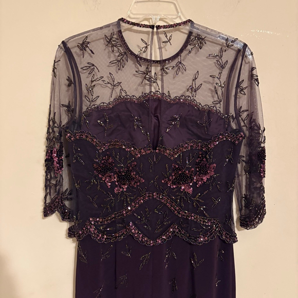 Vintage Jovani Purple Beaded Column Gown Dress Size 8 - Picture 10 of 15